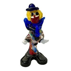 Murano Glass Clown Figurine Hand Blown by Fratelli Pitau 8" Sculpture 60s Vtg